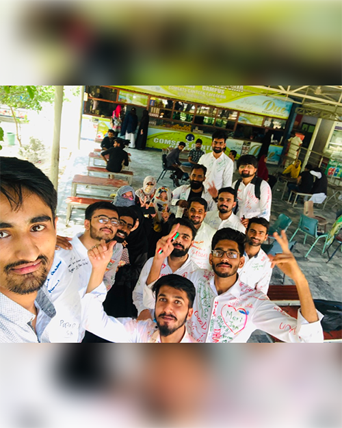 Last-paper shirt-signing at COMSATS campus