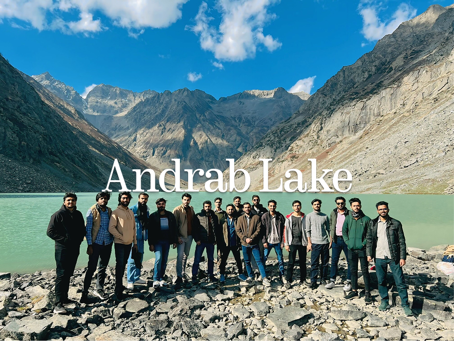 Group photo at Andrab Lake — 2025
